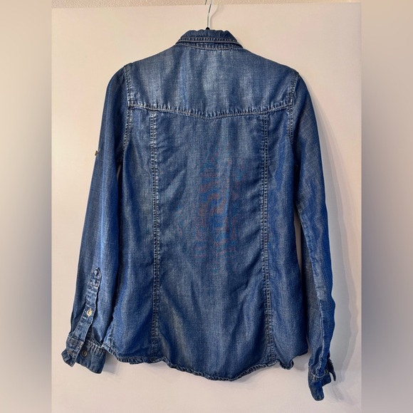 ANTHROPOLOGIE CLOTH & STONE Chambray Western Denim Shirt - XS - Picture 2 of 5